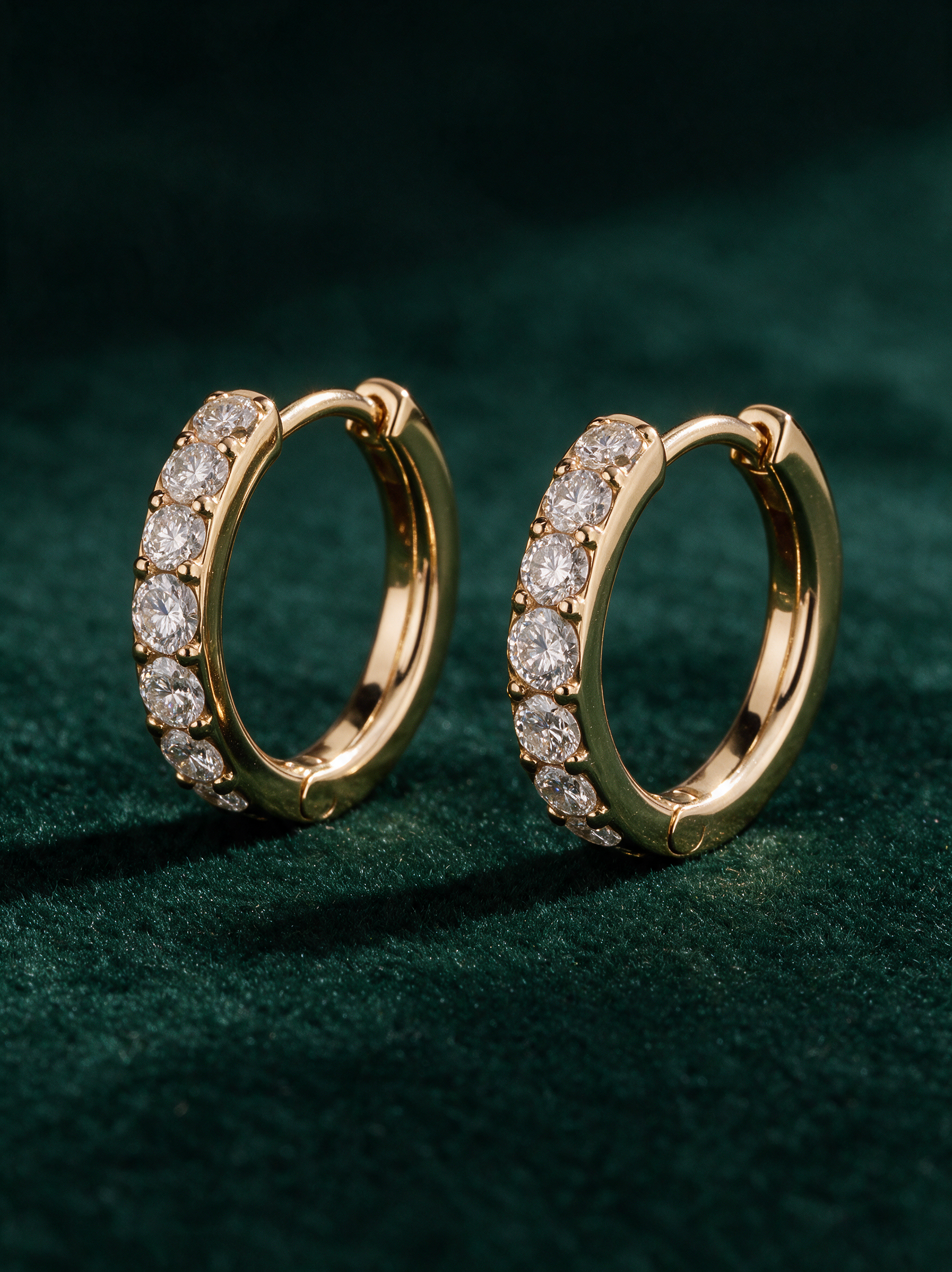 Hinged Diamond Huggies — hero view, 0.50 ct total per pair · 14k yellow gold